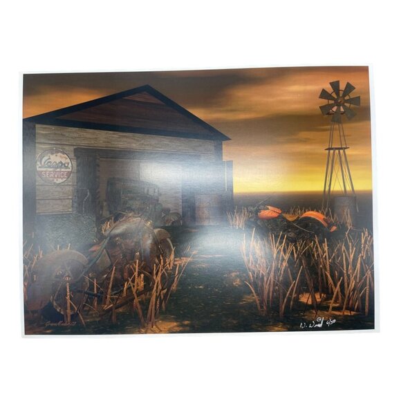 LE GM Harley Davidson motorcycle print artwork signed Wright 6/50 16x12" READ - Picture 2 of 7